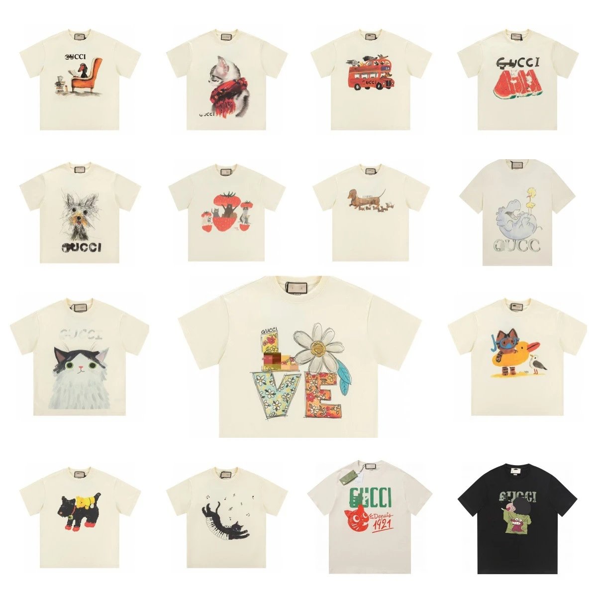 Gucci Graphic Print Oversized Tee White