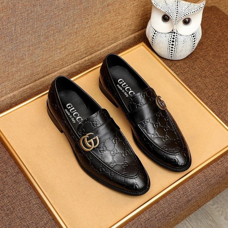 Gucci GG Embossed Leather Loafers Black