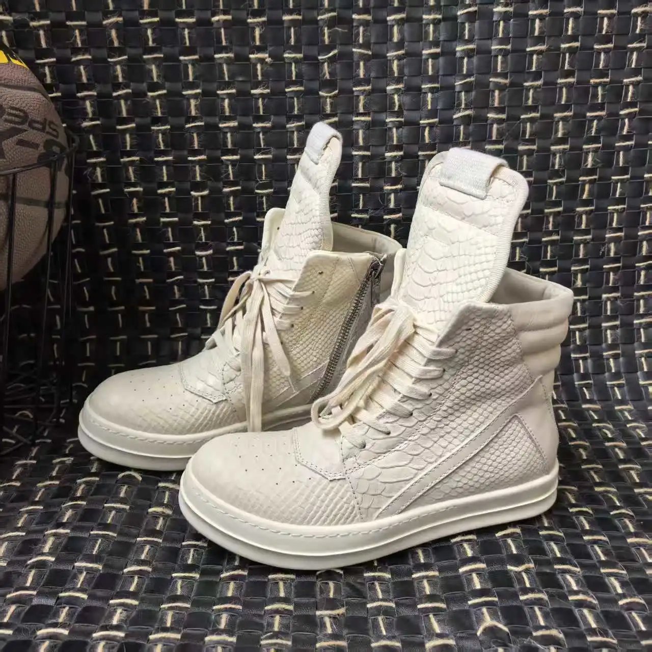 Rick Owens Geobasket high top sneakers white