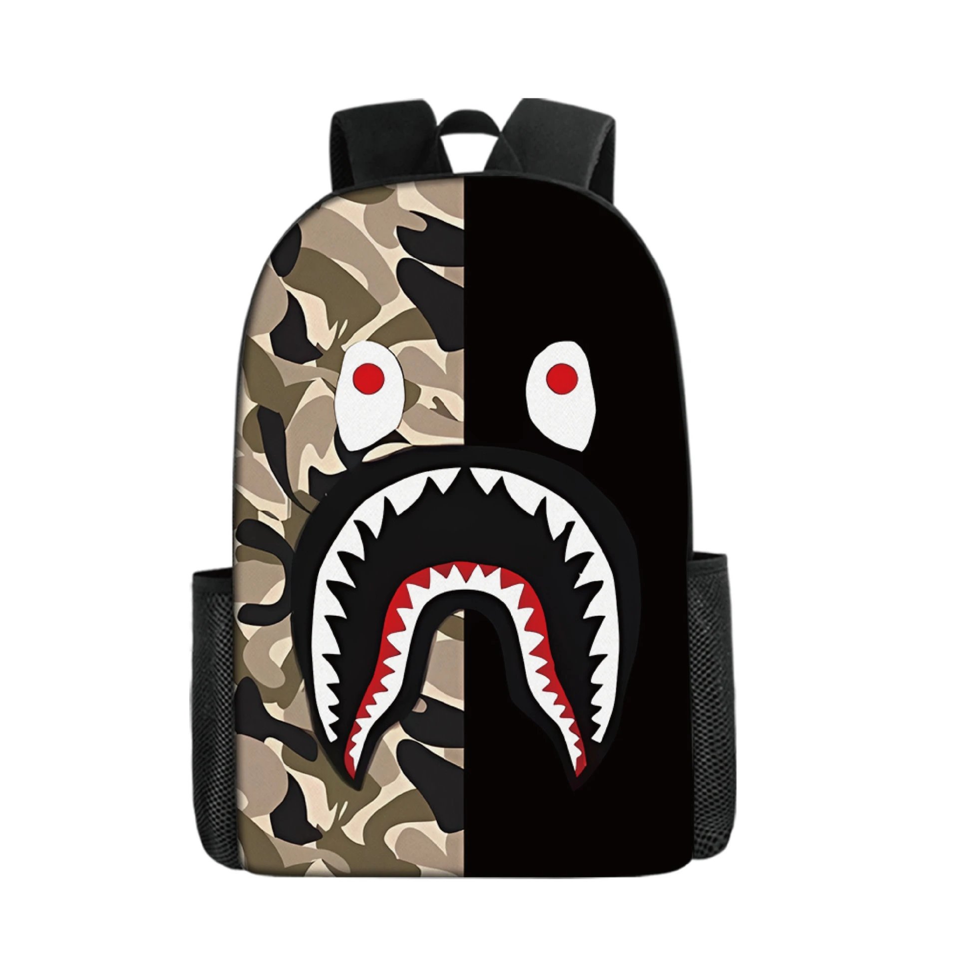 A Bathing Ape BAPE Shark Camo Streetwear Backpack Multicolor