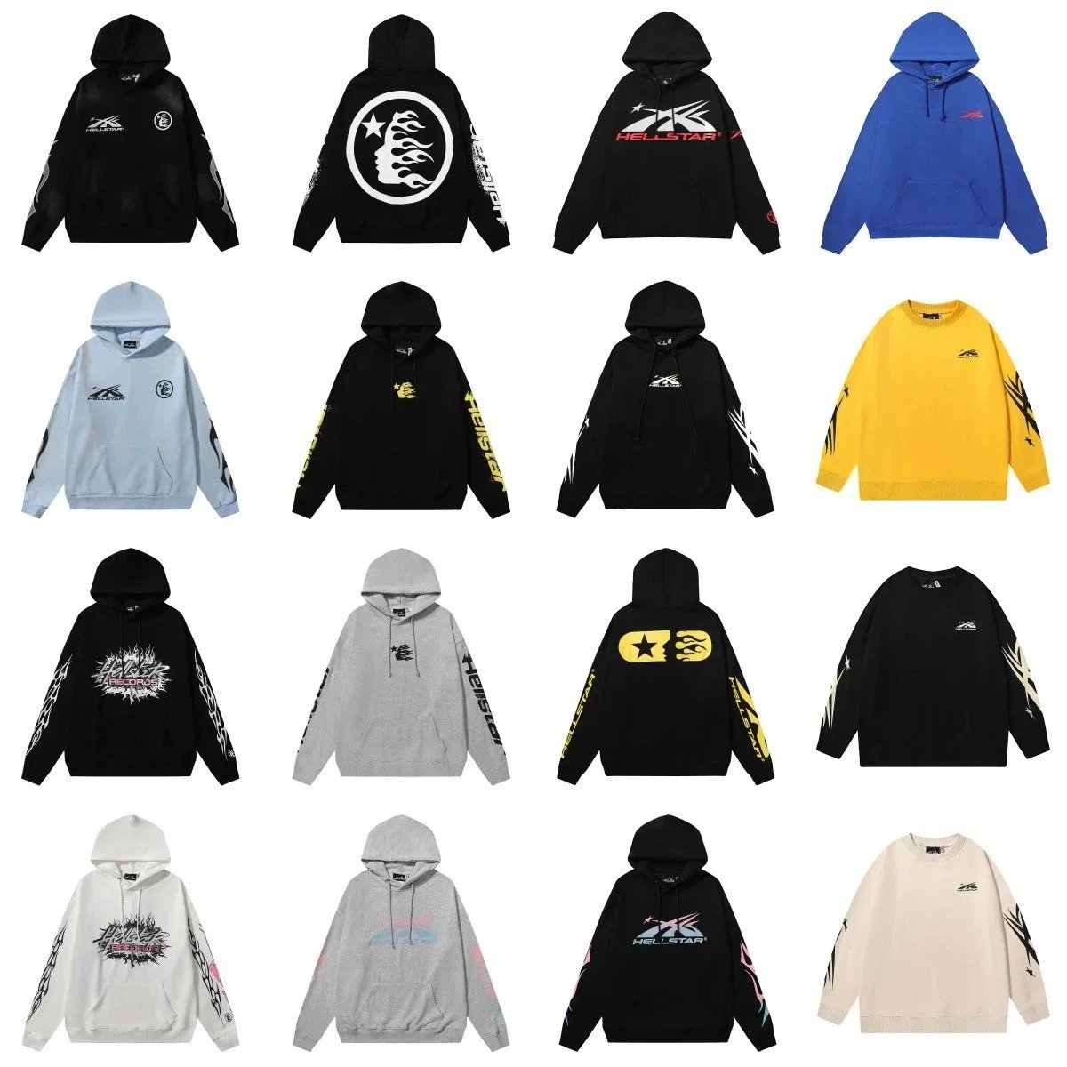 Hellstar Graphic Print Streetwear Hoodie and Sweatshirt Multicolor