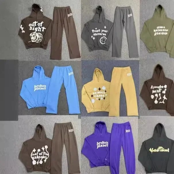 Broken Planet Graphic Print Streetwear Tracksuit Set Multicolor