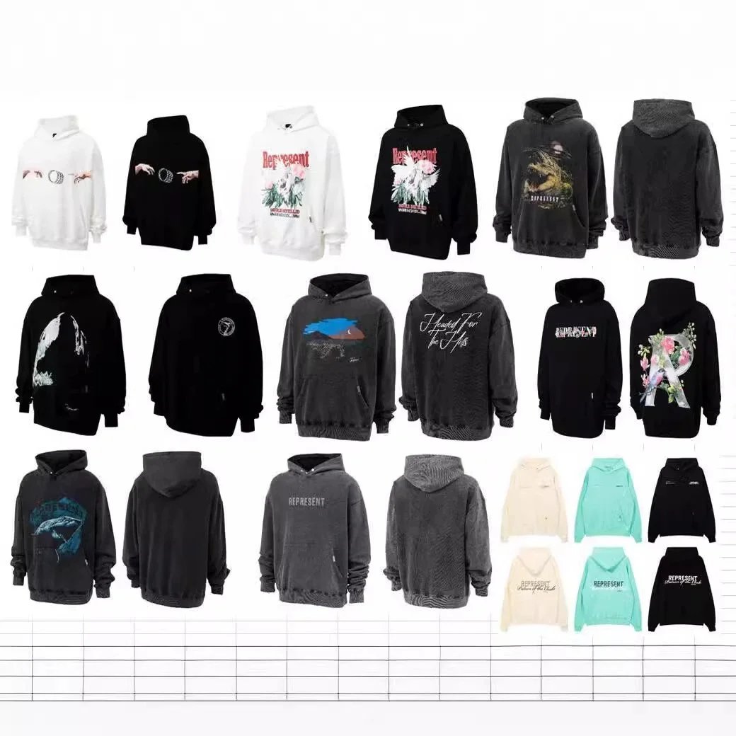 Represent Graphic Print Oversized Hoodie Multicolor