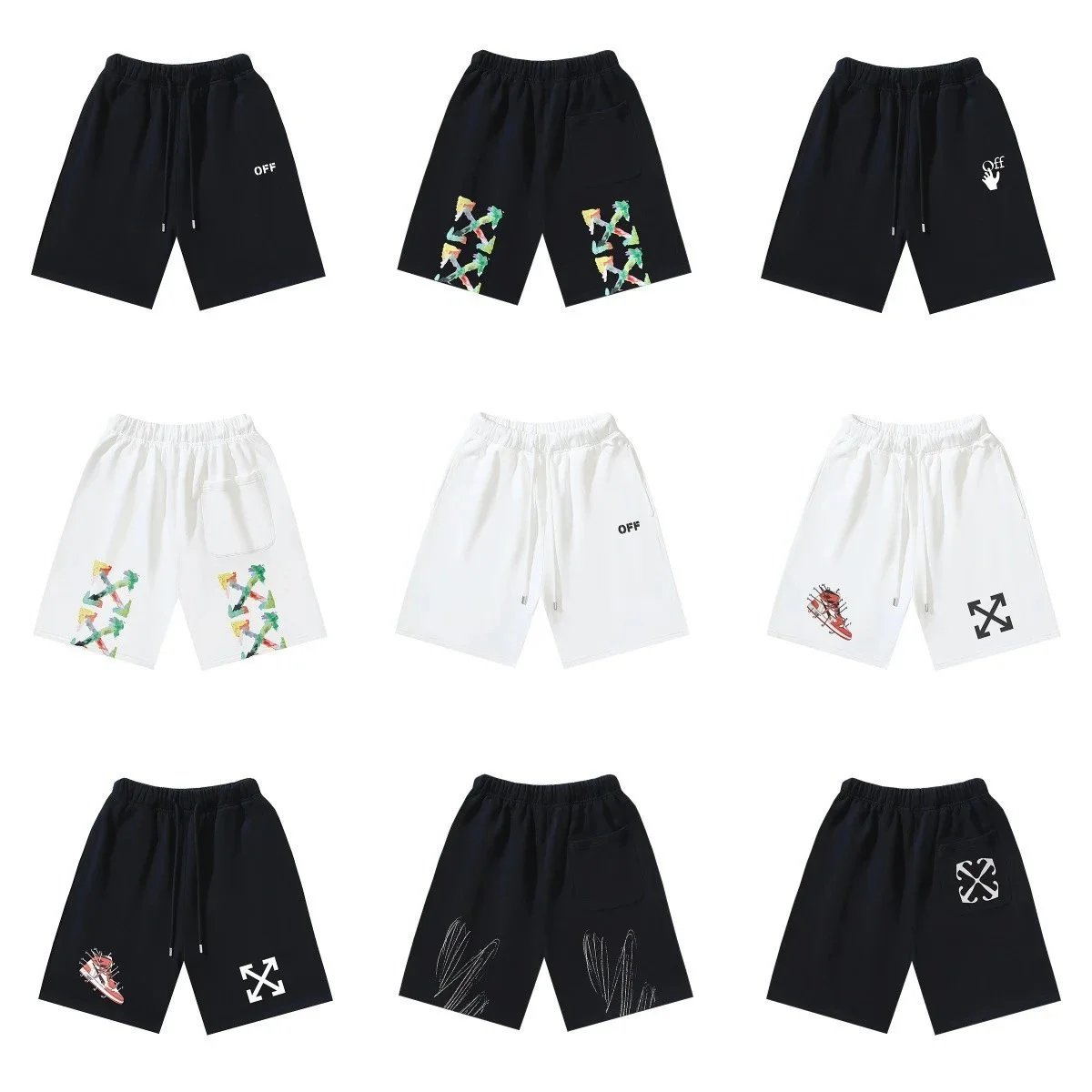 Off-White Graphic Print Casual Shorts Multicolor