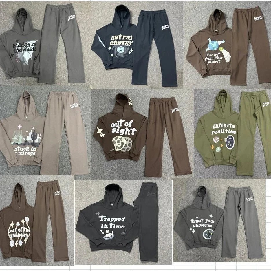 Broken Planet Graphic Print Streetwear Tracksuit Set Multicolor
