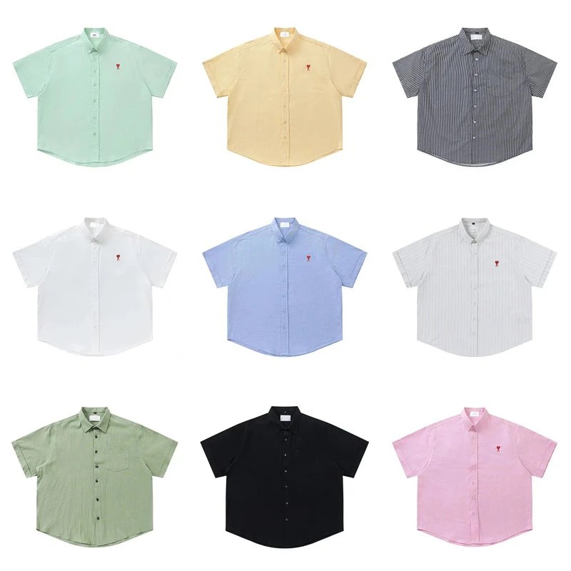 Ami Paris Ami Heart Embroidery Casual Button-Down Shirt Multicolor
