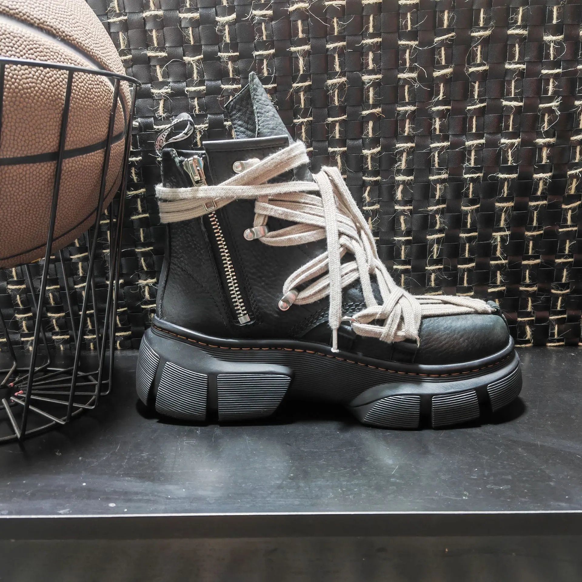 Rick Owens Mega Bozo Tractor Chunky Leather Boots Black