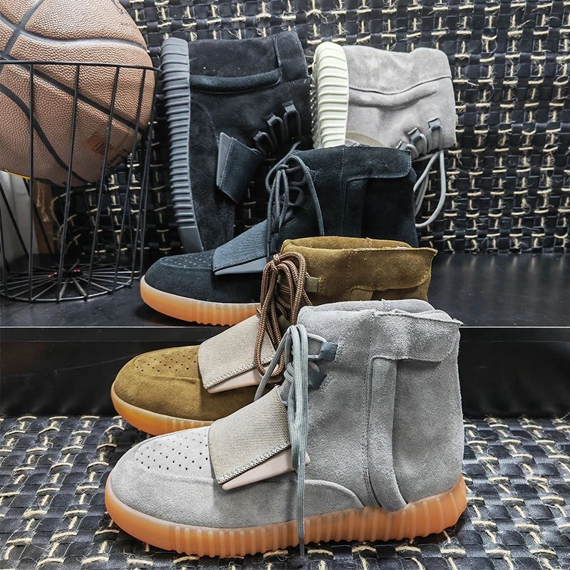 Adidas Yeezy 750 Boost Suede High Top Sneakers Multicolor
