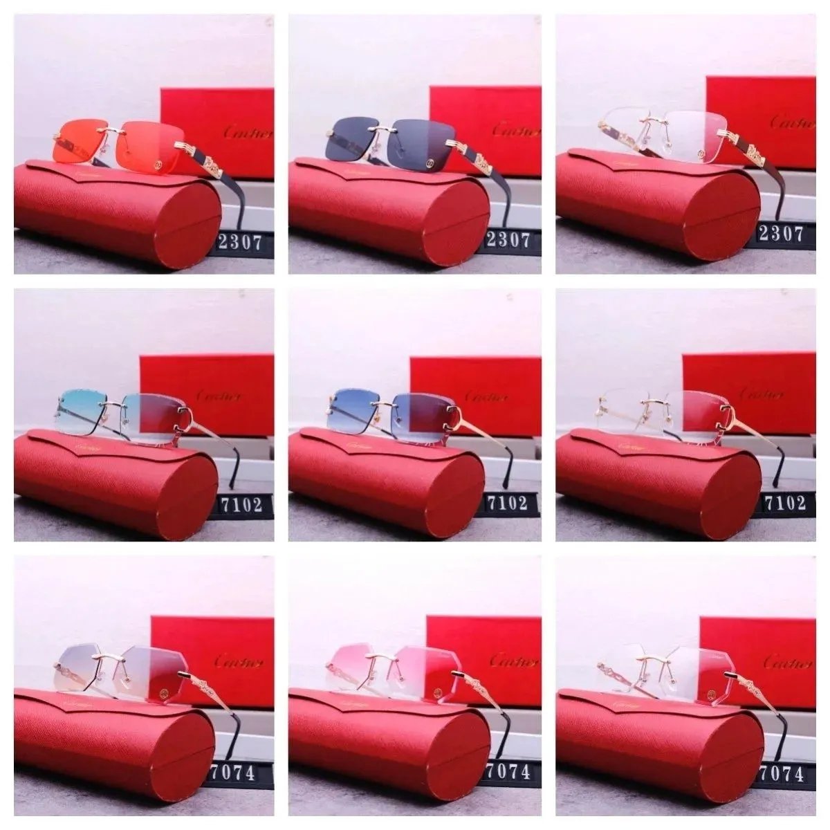 Cartier Rimless Luxury Sunglasses Multicolor