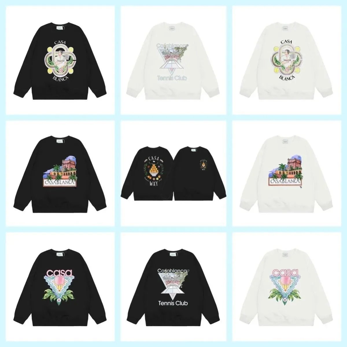 Casablanca Graphic Print Oversized Crewneck Sweatshirt Black and White