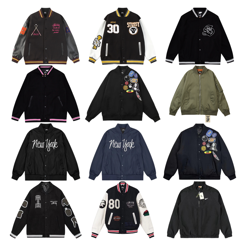 Stussy Varsity Jacket Collection Streetwear Bomber Jackets Multicolor