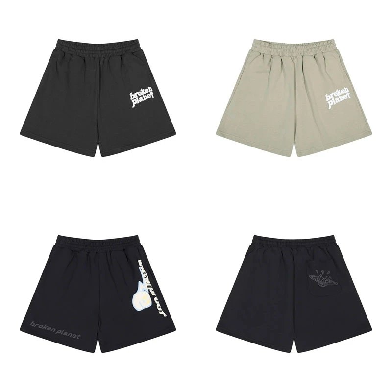 Broken Planet Graphic Print Streetwear Shorts Multicolor