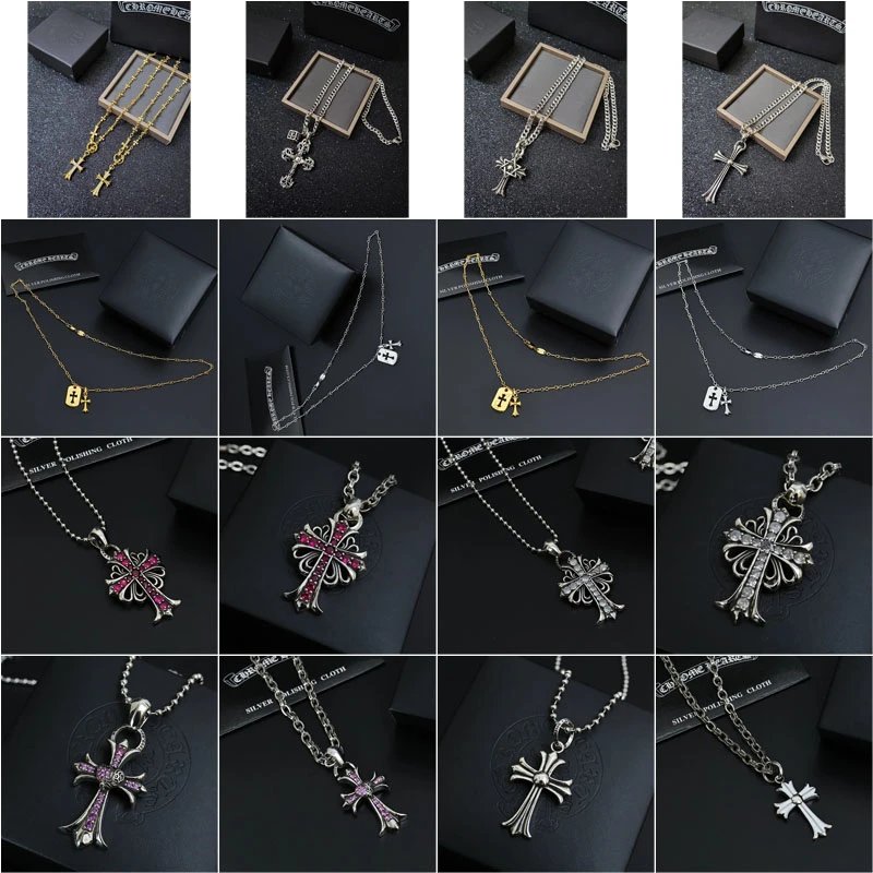Chrome Hearts CH Cross Pendant Necklace Vintage Silver Jewelry Silver