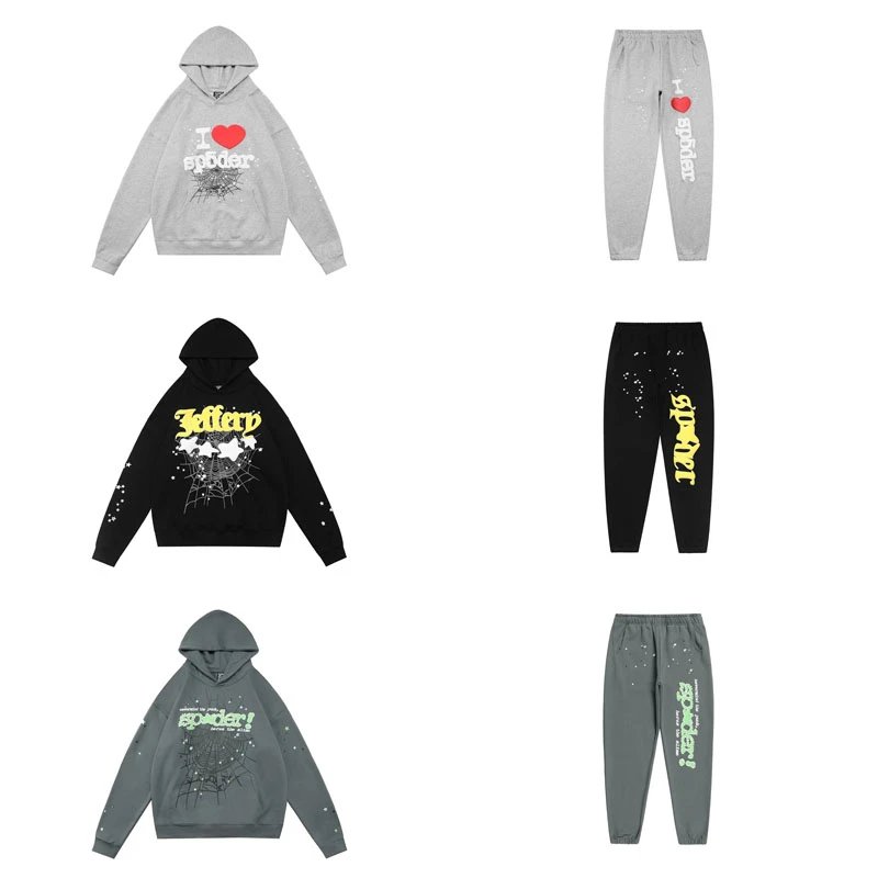 Sp5der Graphic Print Streetwear Matching Set Multicolor