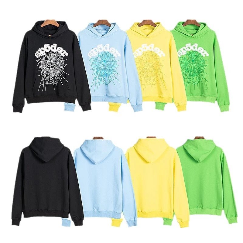 Sp5der Web Graphic Streetwear Hoodie Multicolor