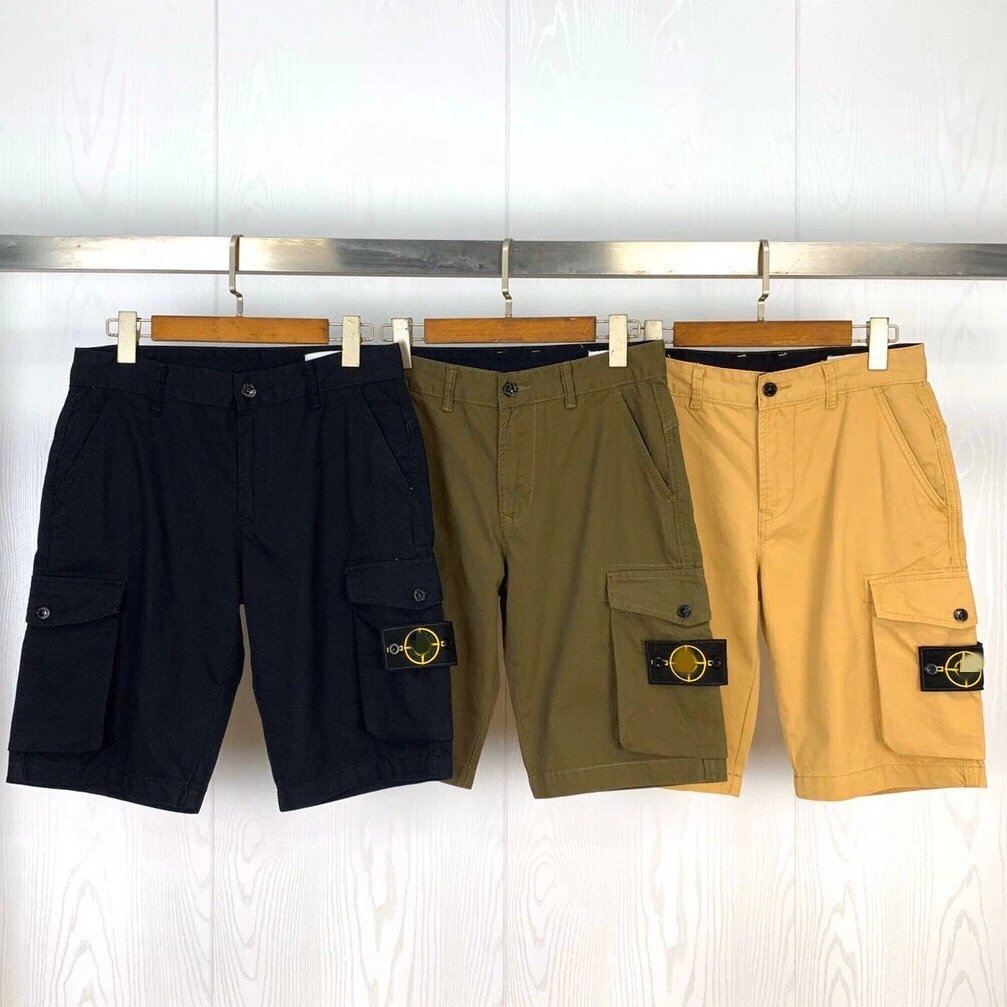 Stone Island Cargo Shorts Casual Cotton Pants Black Olive and Beige