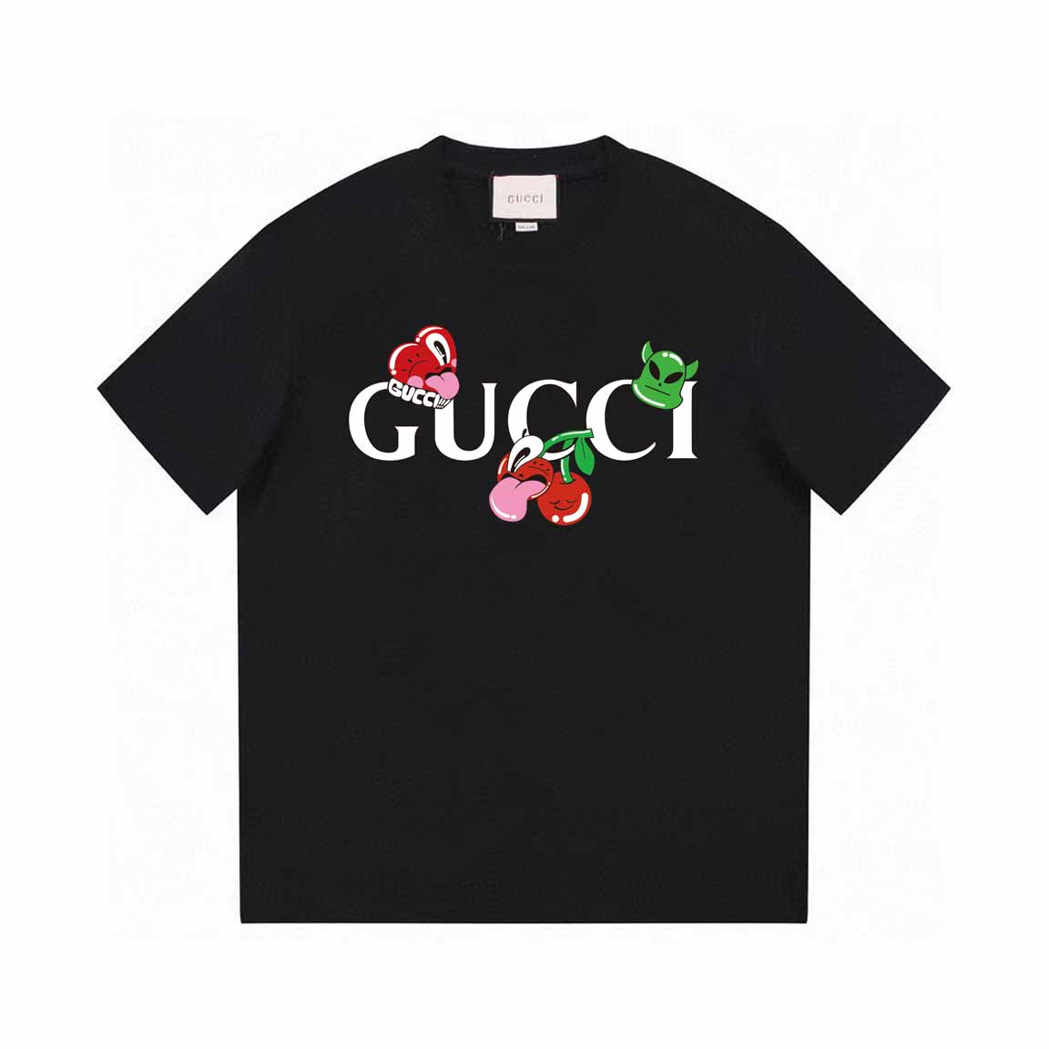 Gucci Graphic Print Cotton T-Shirt Black
