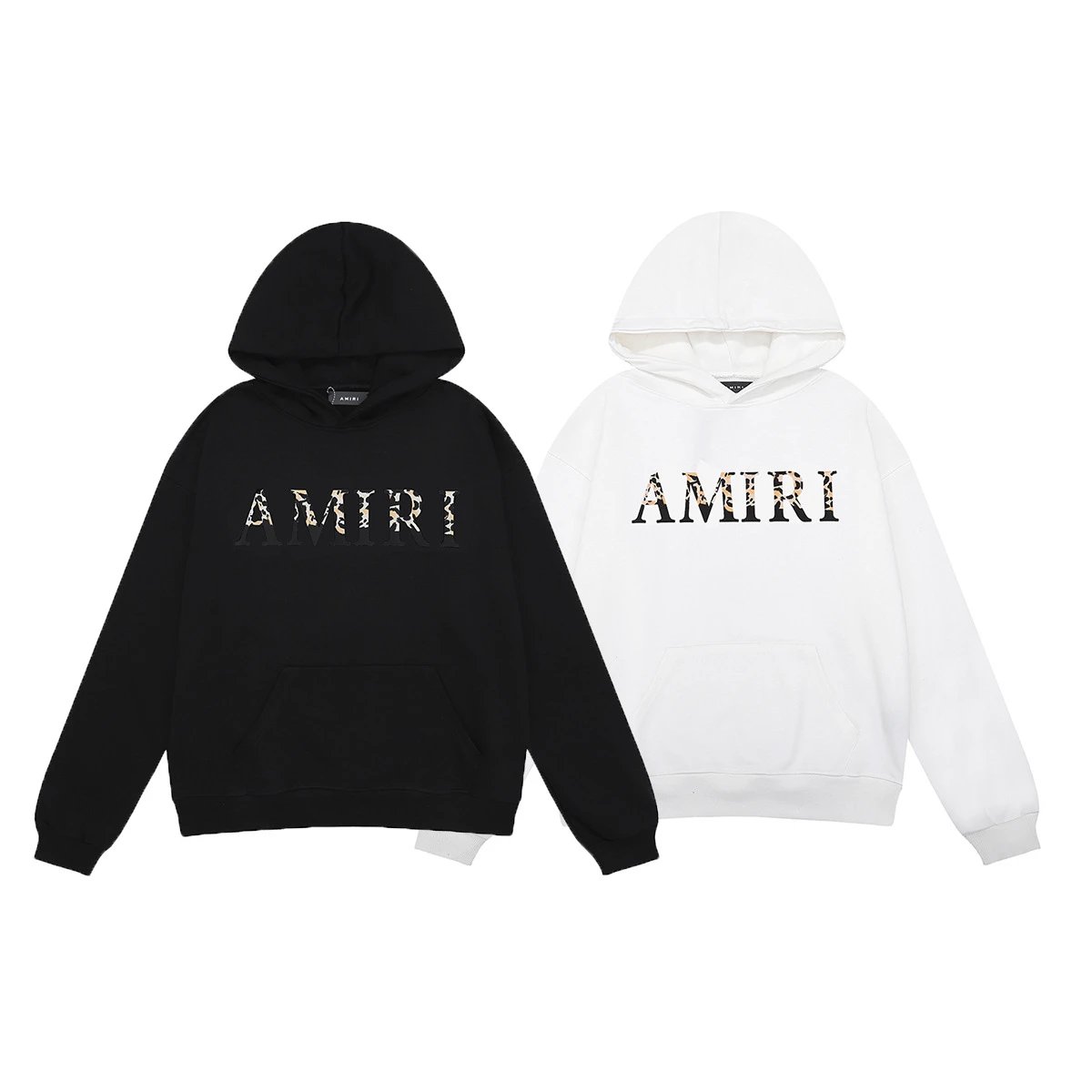 Amiri Leopard Core Graphic Streetwear Hoodie Black and White