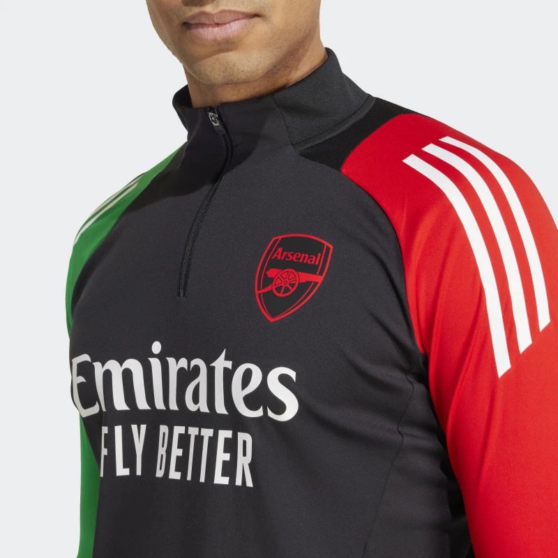 Adidas Arsenal Training Jersey Quarter Zip Sporty Training Kit Black Red and Green