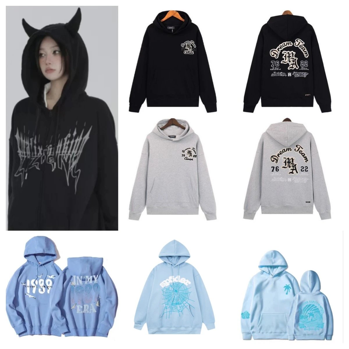 Amiri Dream Team Graphic Streetwear Hoodie Black