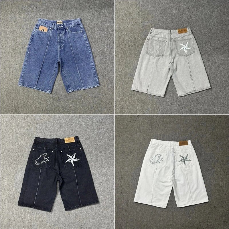 Corteiz CRTZ Star Denim Shorts Streetwear Denim Shorts Multicolor