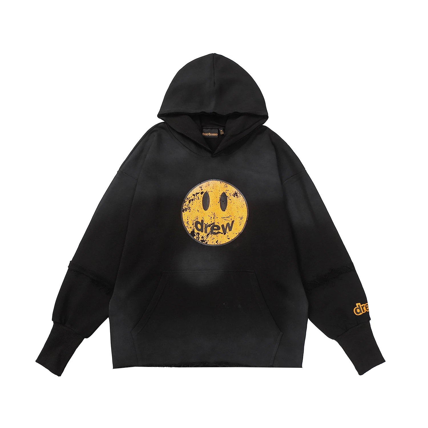 drew house Mascot Distressed Oversized Hoodie Black