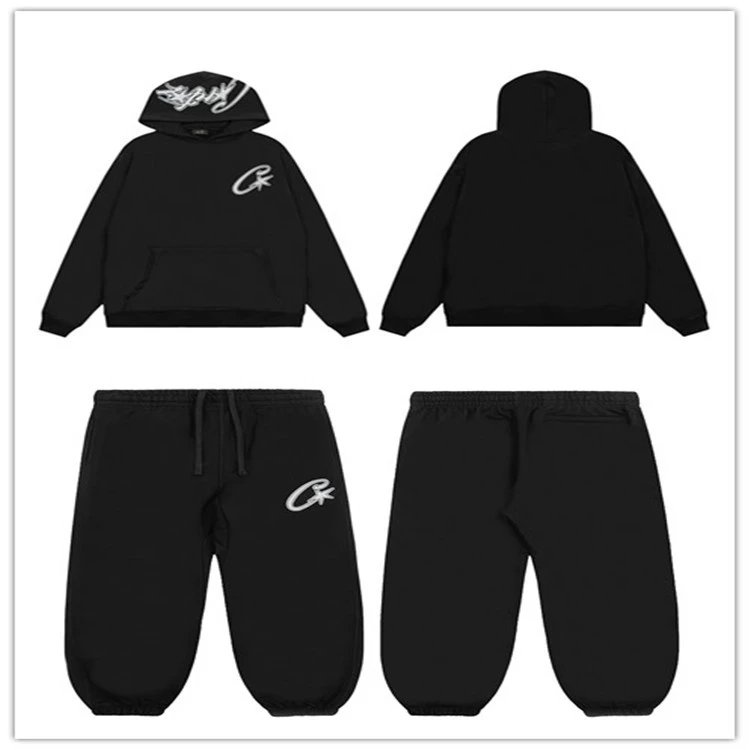 Corteiz Rules The World Streetwear Tracksuit Set Black