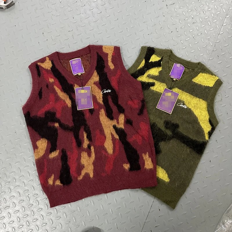 Corteiz Camo Knit Vest Oversized Sweater Multicolor