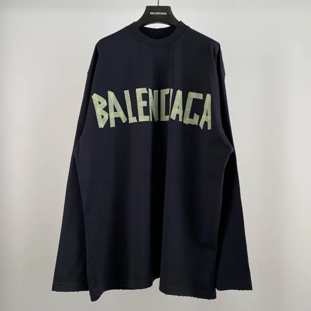 Balenciaga Tape Type Oversized Long Sleeve Shirt Black