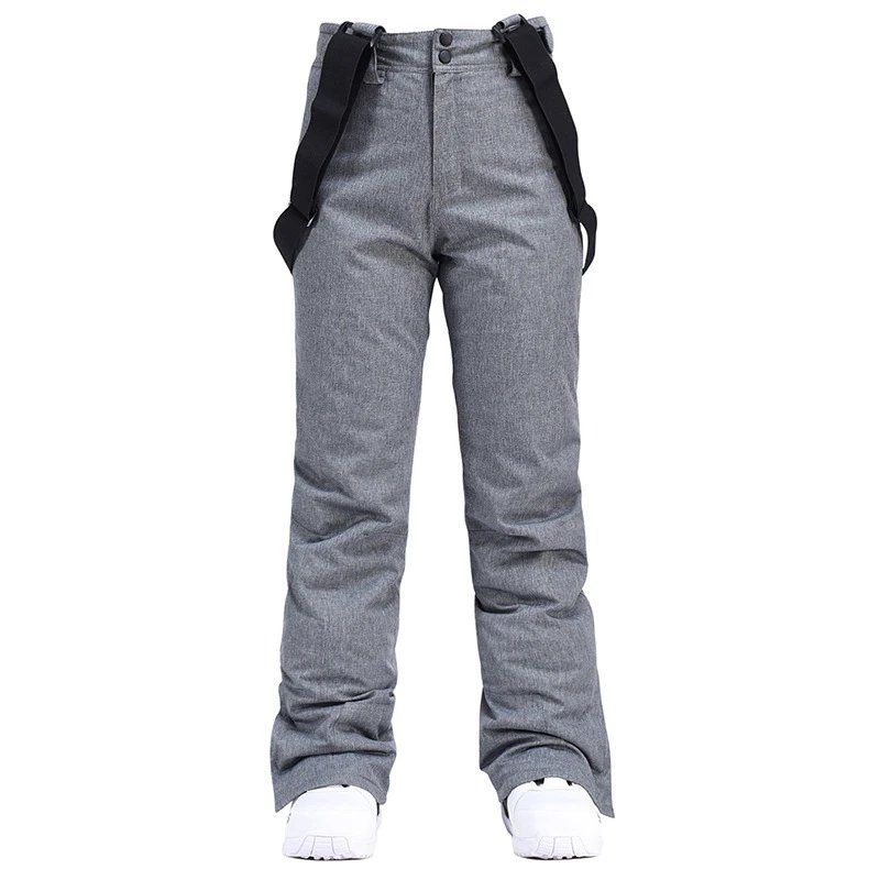 Design Ski Bib Pants Waterproof Snow Trousers Gray