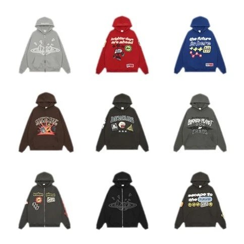Broken Planet BPM Graphic Print Streetwear Hoodie Multicolor
