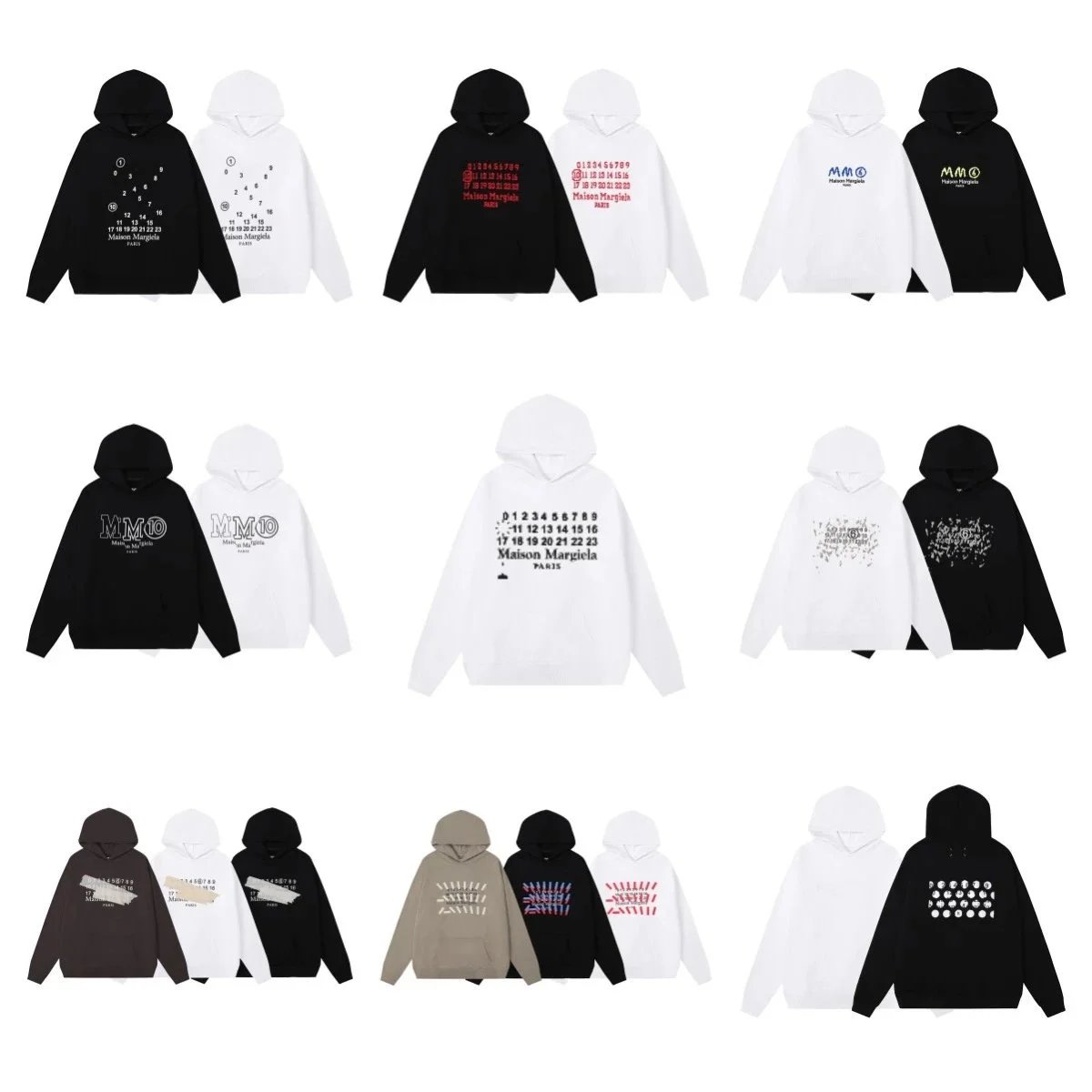 Maison Margiela Numbers Graphic Casual Hoodie Multicolor