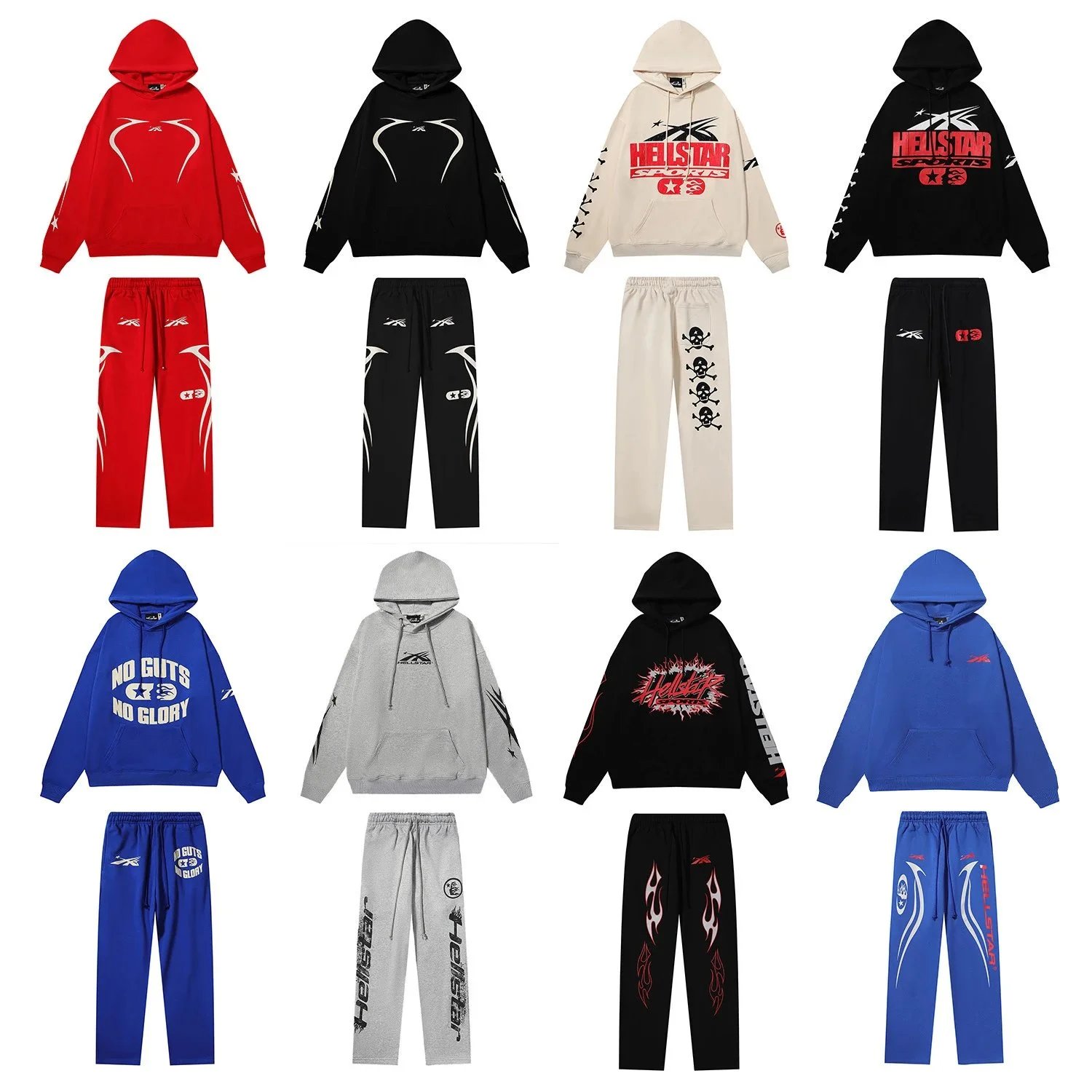 Hellstar Graphic Print Streetwear Tracksuit Set Multicolor