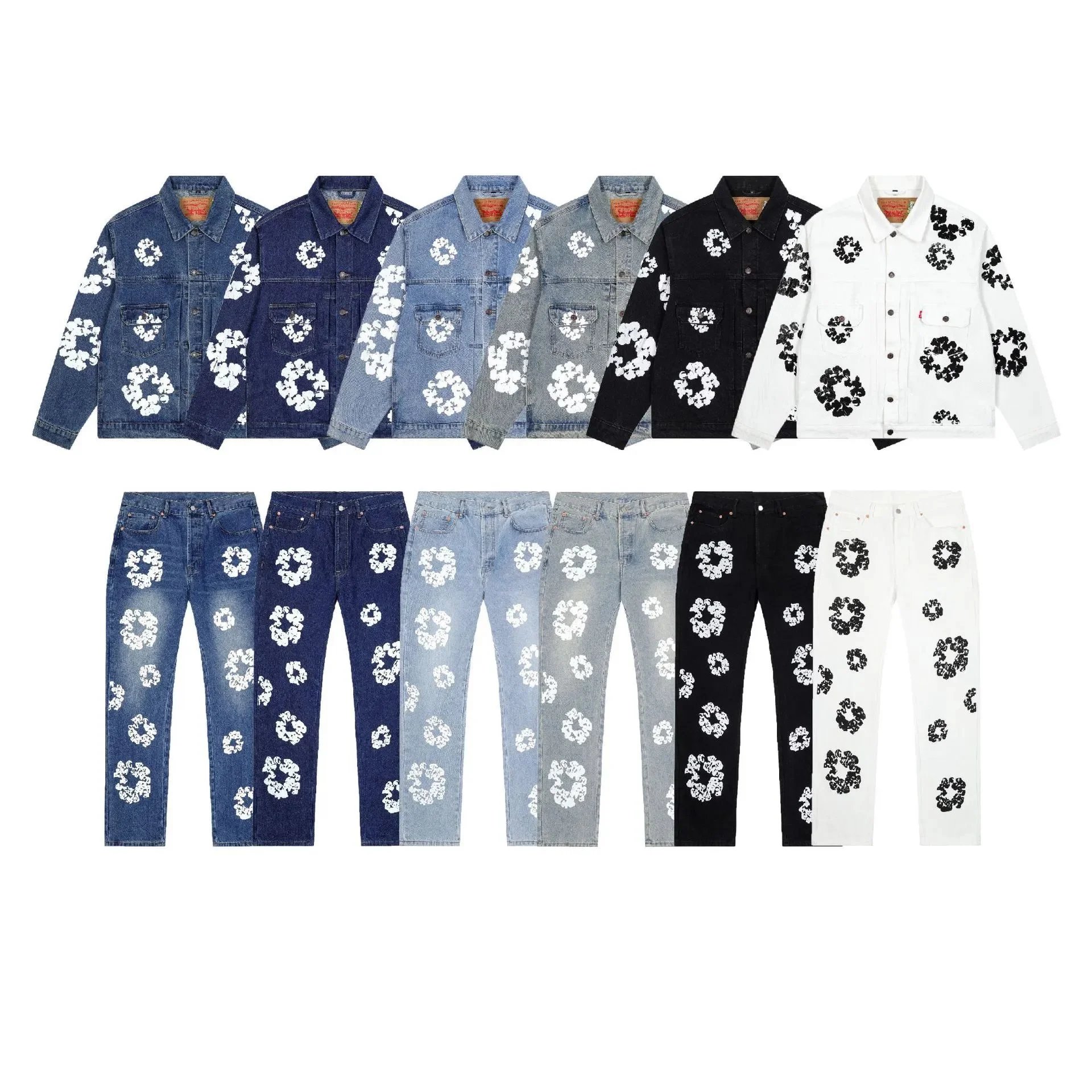 Levi's Floral Print Denim Matching Set Casual Multicolor