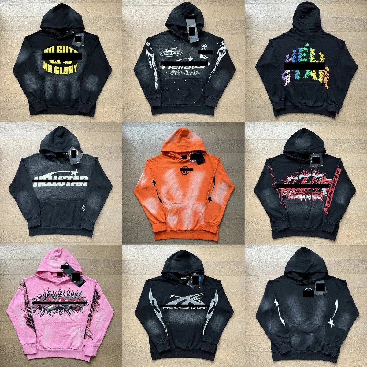 Hellstar Graphic Print Oversized Streetwear Hoodie Multicolor