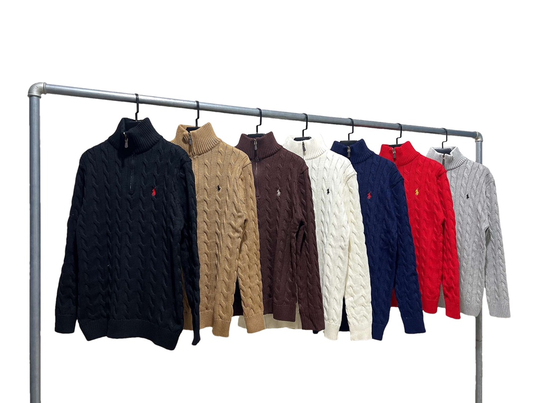 Ralph Lauren RL Cable-Knit Quarter-Zip Cotton Sweater Multicolor