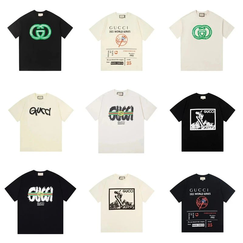 Gucci Graphic Print Oversized Cotton T-Shirt Black and White
