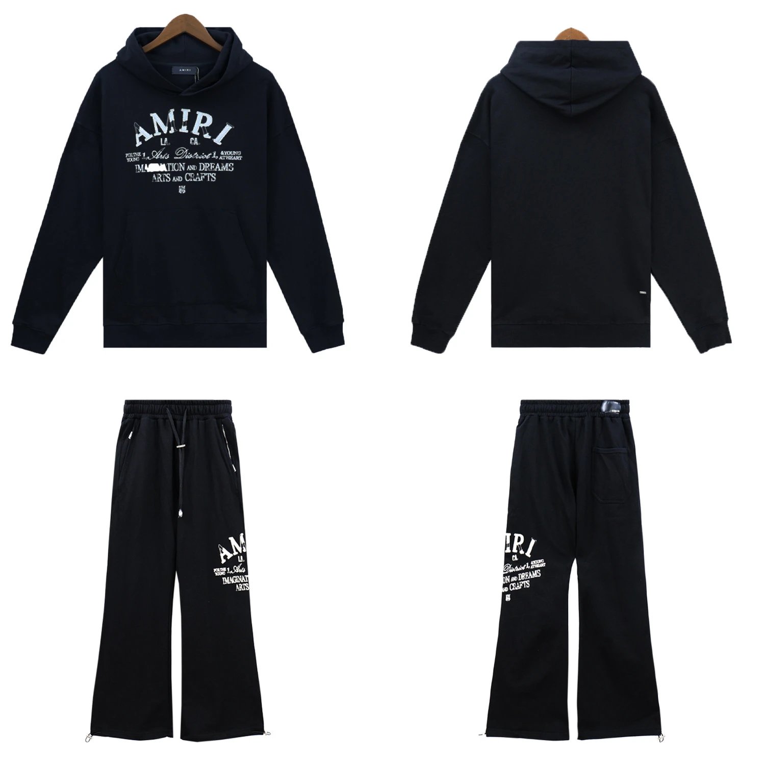 Amiri Arts District Graphic Streetwear Tracksuit Set Black