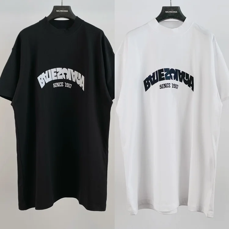 Balenciaga Since 1917 Oversized Graphic Tee Black and White