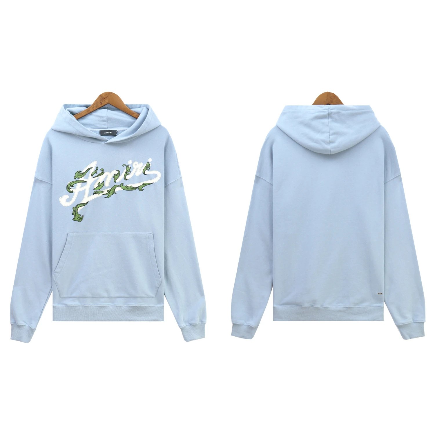 Amiri Vine Graphic Oversized Hoodie Light Blue