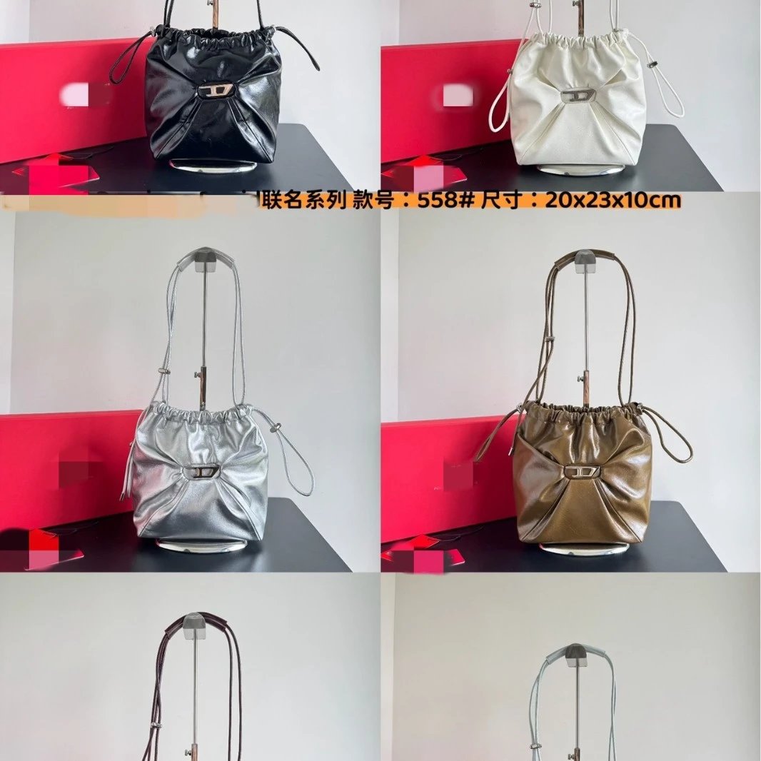 Diesel 558 Ruched Leather Shoulder Bag Multicolor