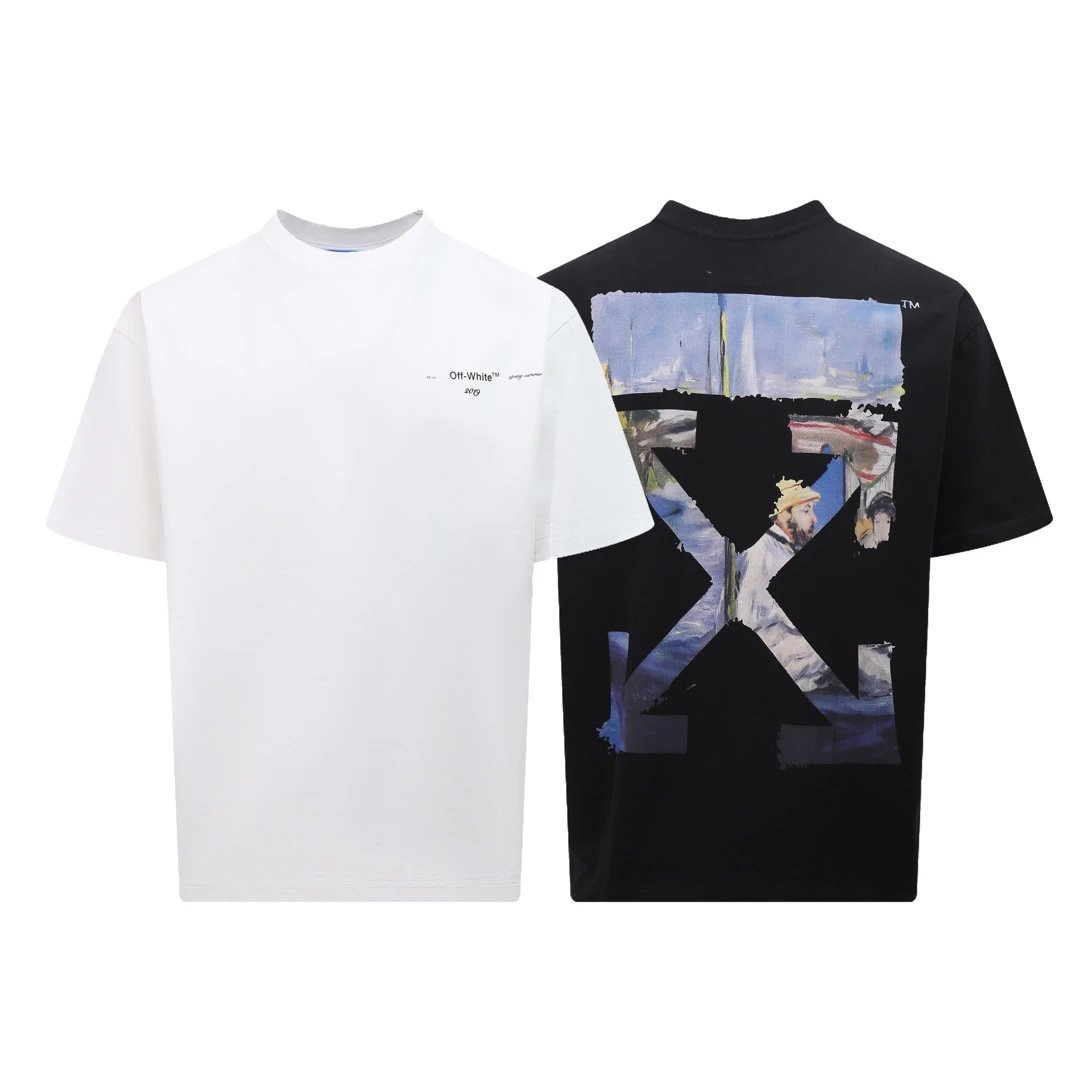 Off-White Caravaggio Painting Graphic Tee Cotton T-Shirt Black and White