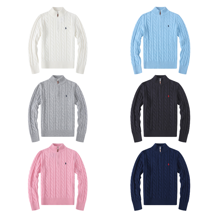 Ralph Lauren RL Cable-Knit Quarter-Zip Cotton Sweater Multicolor