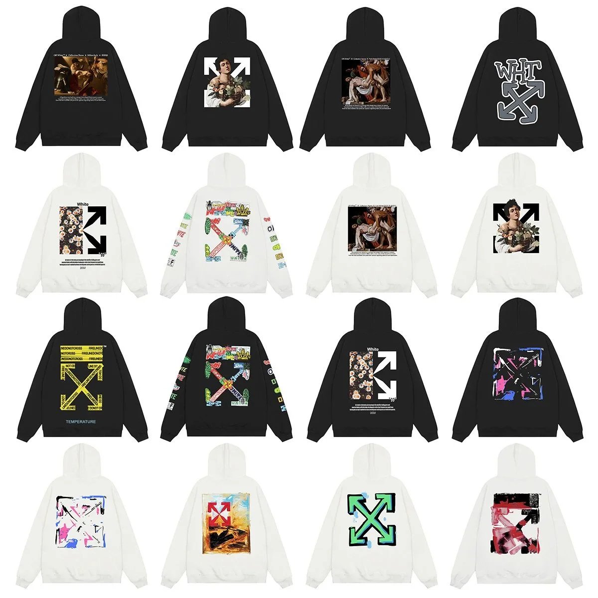 Off-White Graphic Print Oversized Hoodie Multicolor