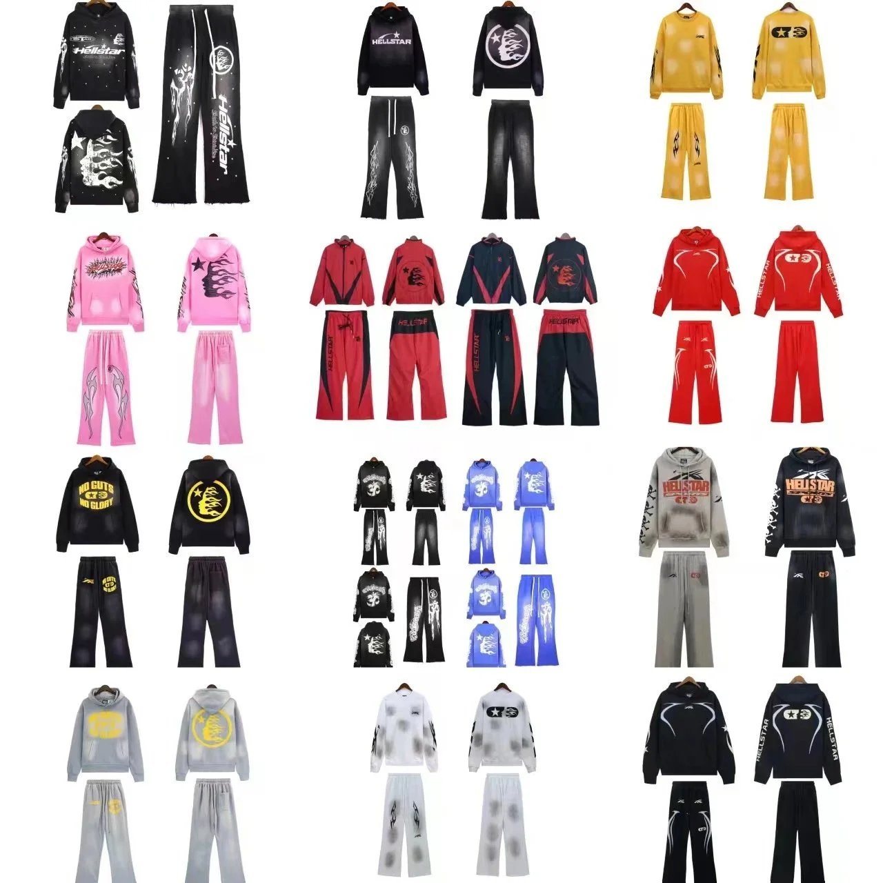 Hellstar Graphic Print Streetwear Tracksuit Set Multicolor