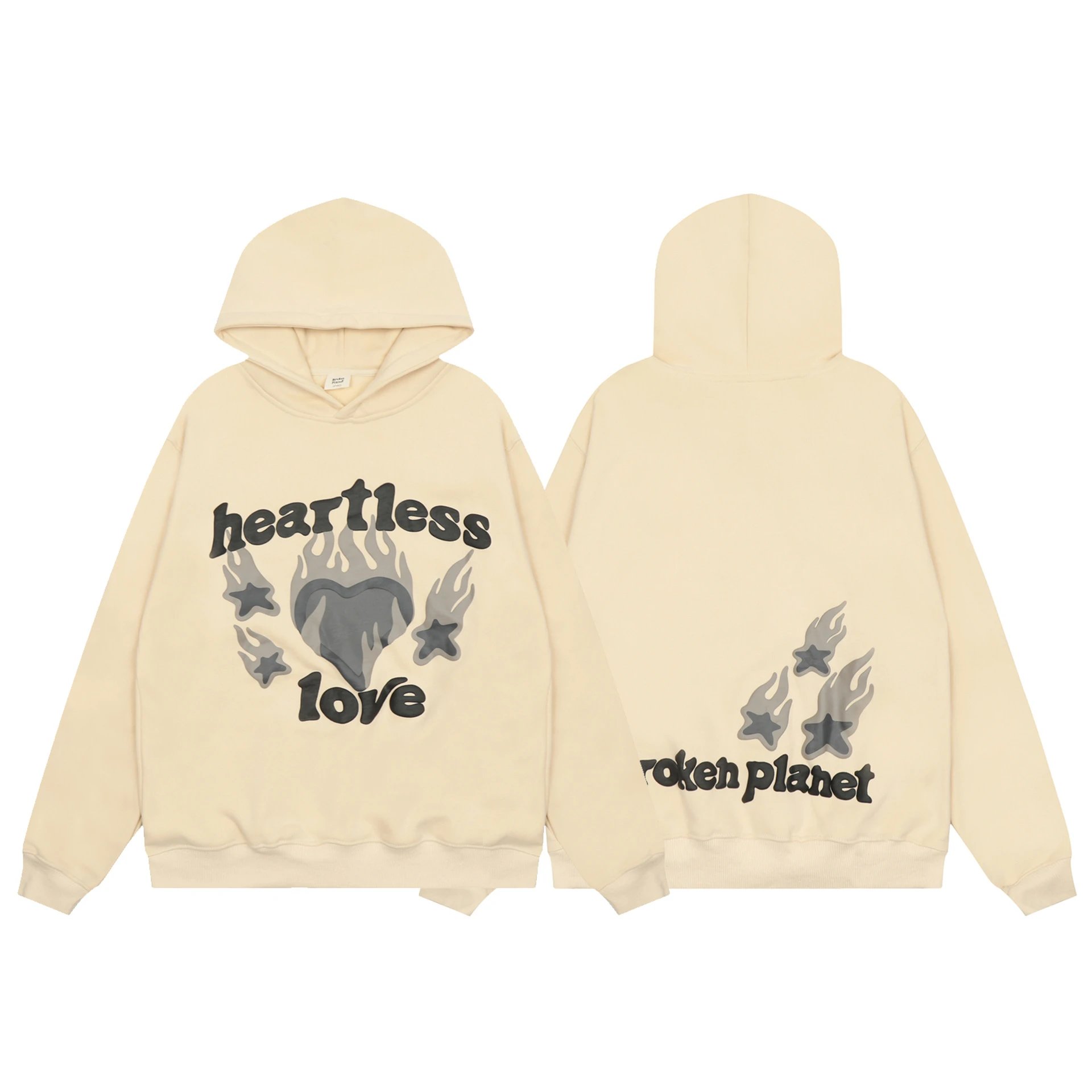 Broken Planet Heartless Love Oversized Hoodie Beige