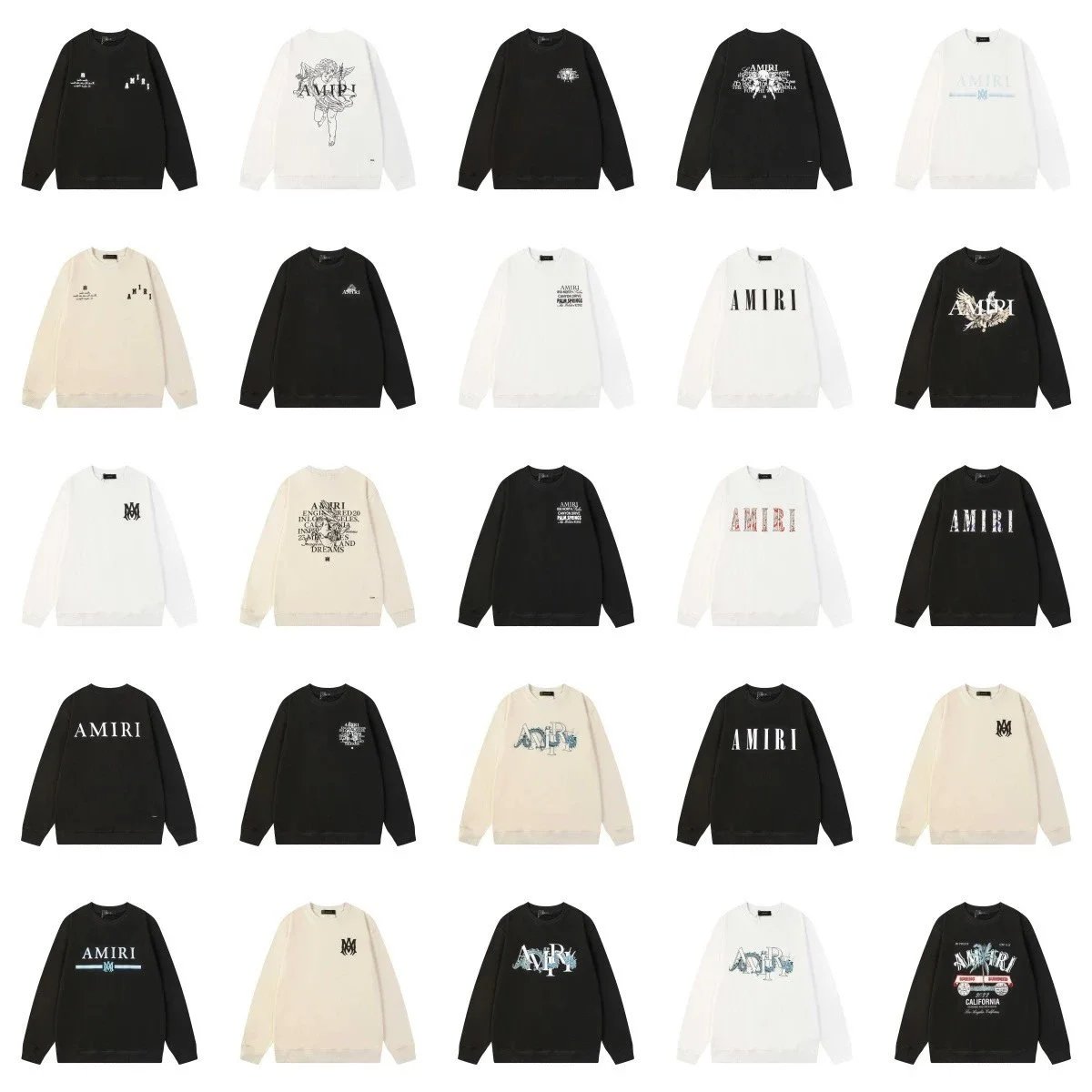 Amiri Graphic Print Cotton Sweatshirt Black and White