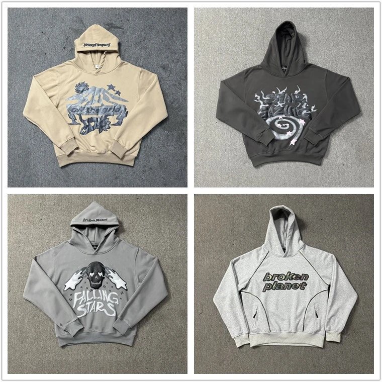 Broken Planet BP Graphic Print Streetwear Hoodie Multicolor