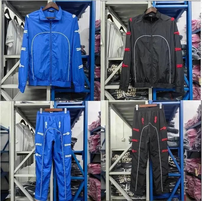 Design Tracksuit Set Casual Sporty Nylon Matching Set Blue and Black
