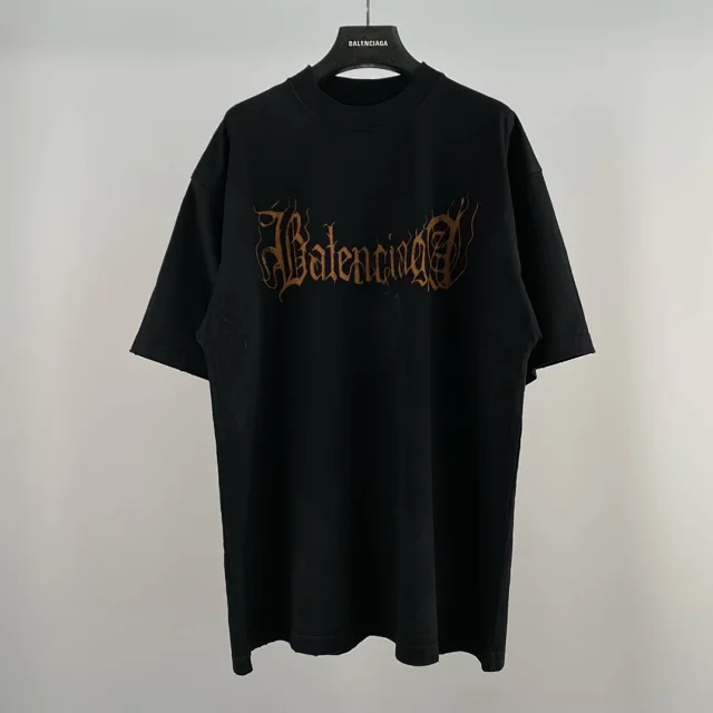 Balenciaga Metal Gothic Oversized T-Shirt Black